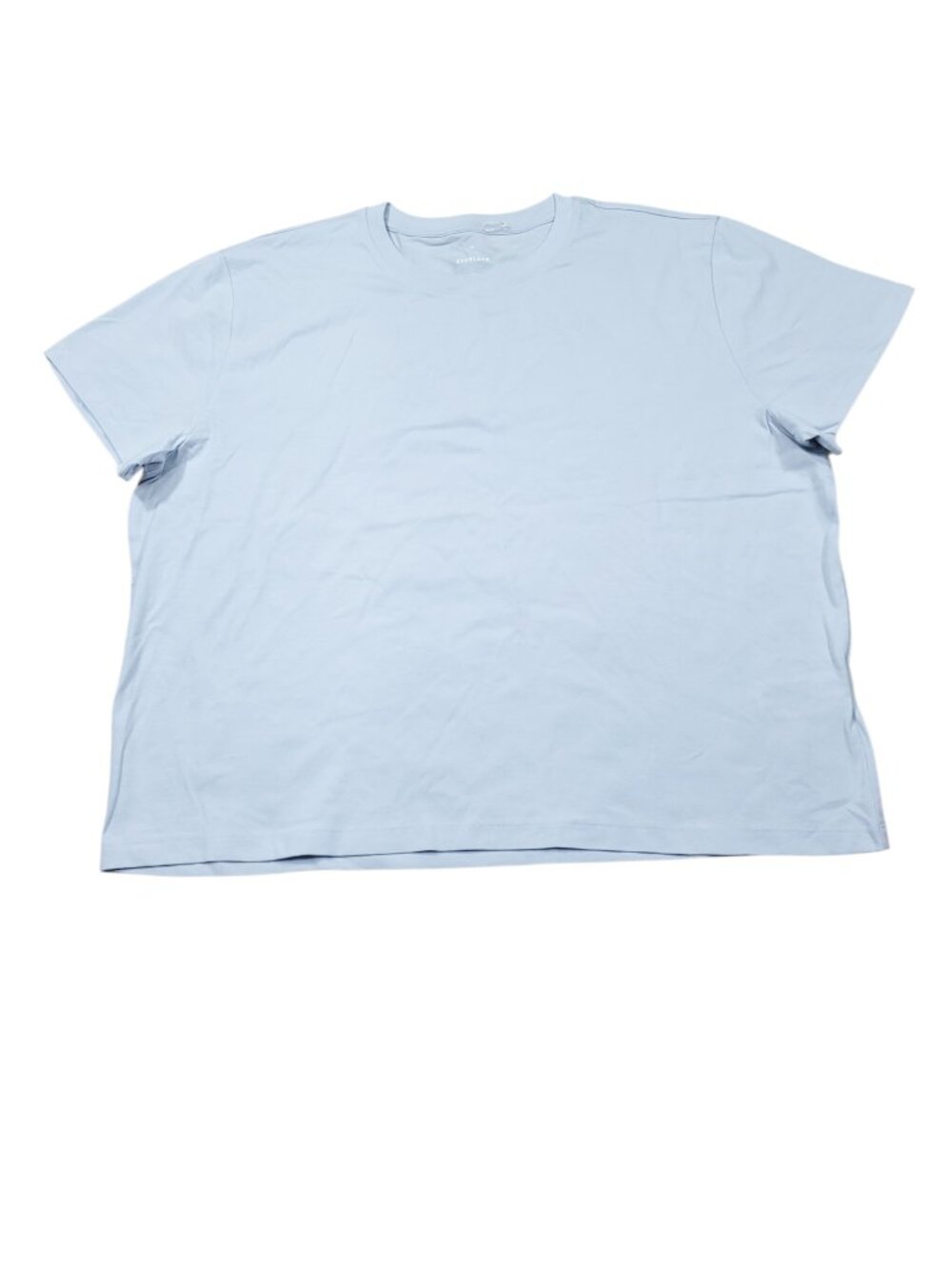 READ Everlane Organic Cotton Box-Cut Tee Light Blue Short Sleeve Crop Top XL